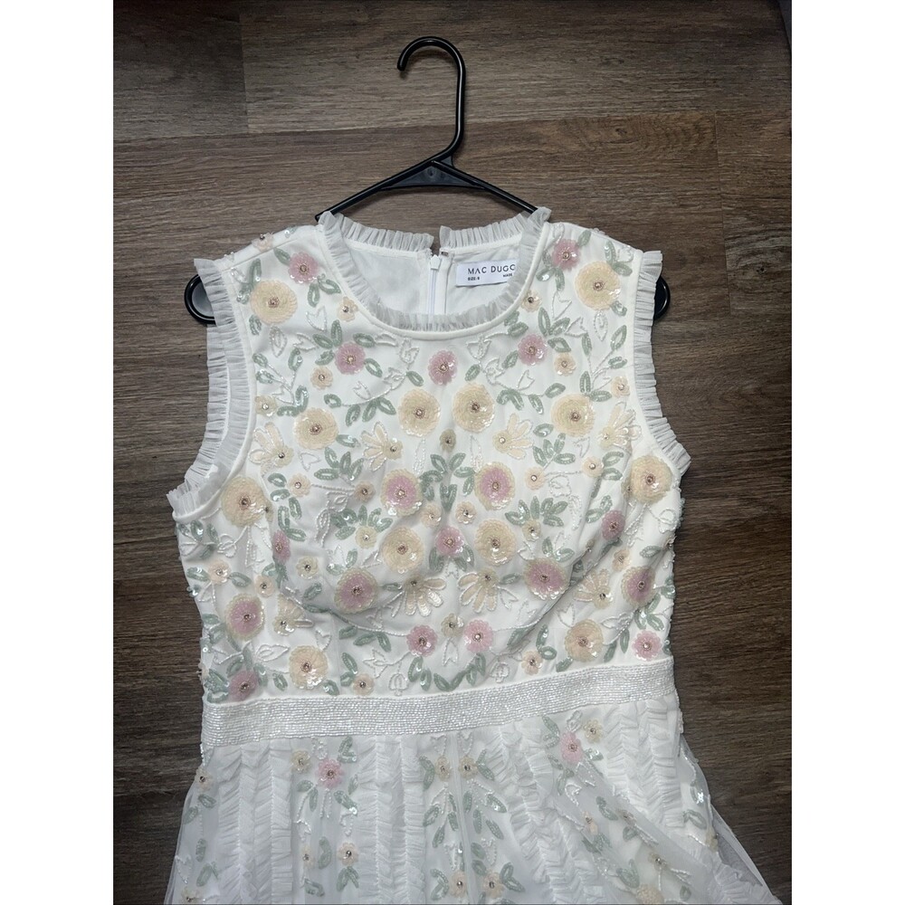 NWT Mac Duggal 9137 Ivory Floral Embellished High Neck Sz 8 - Picture 2 of 16
